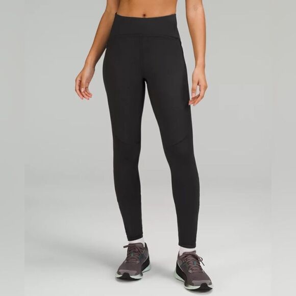NEW Lululemon Tech Fleece High-Rise Running Tight 28" Black Water Repellent - Picture 1 of 7